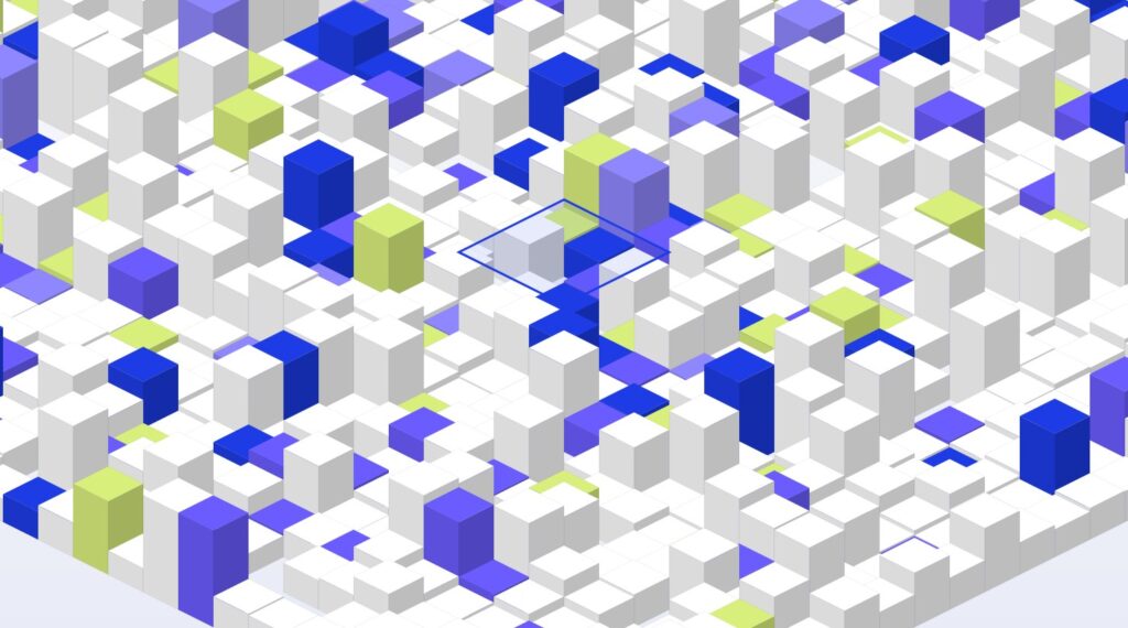 Abstract isometric render representing secured cloud infrastructure