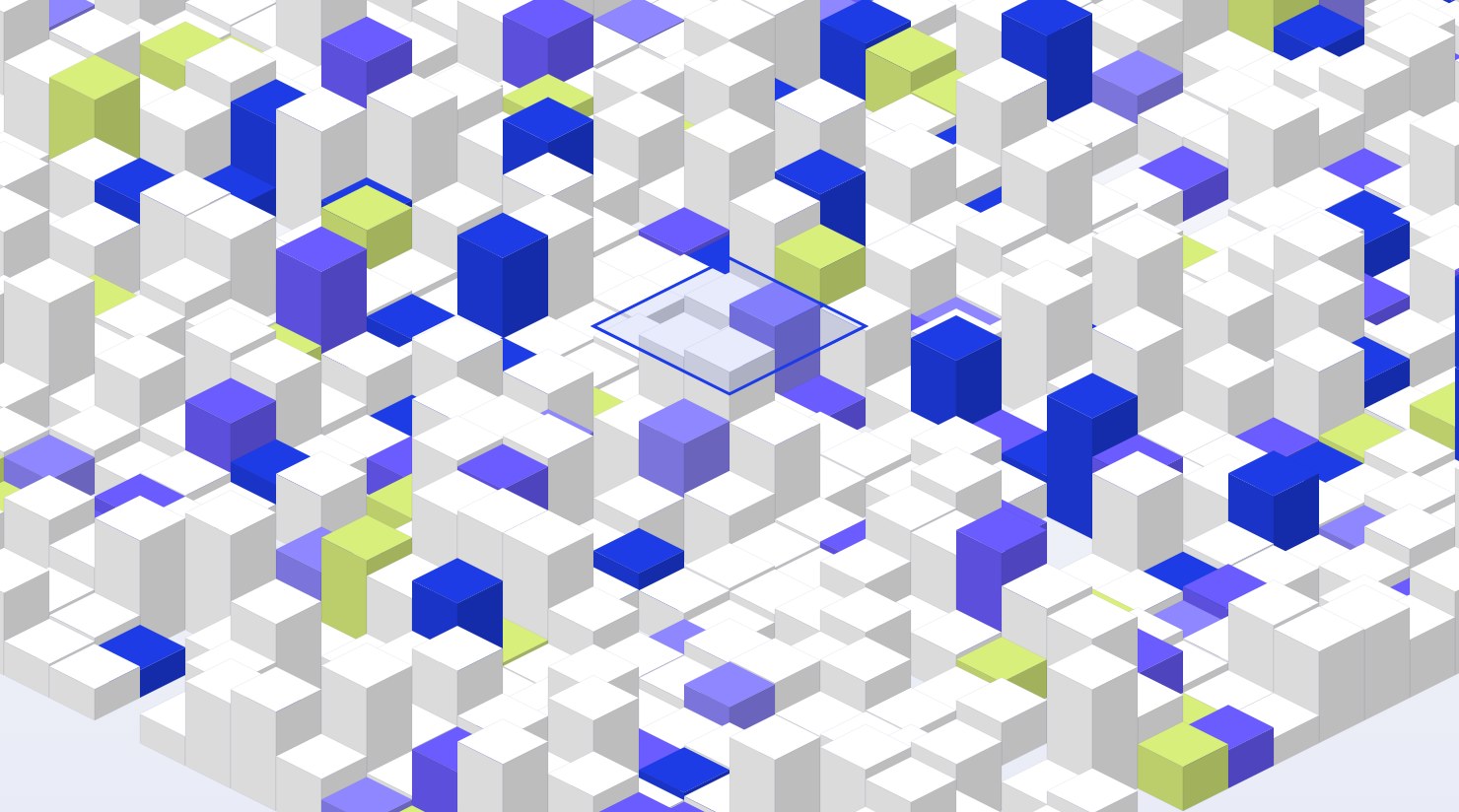 Abstract isometric render representing visual application building blocks