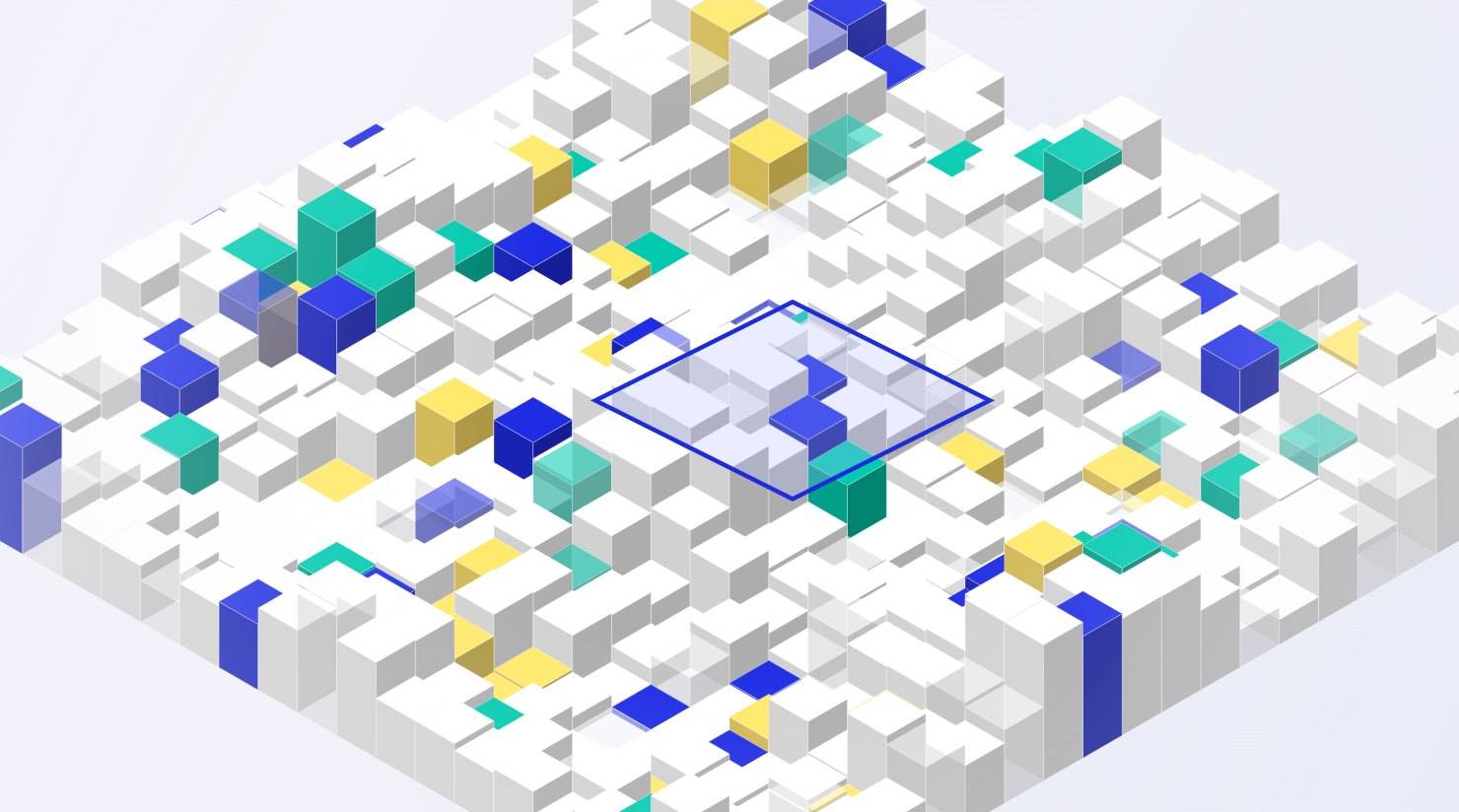 Abstract isometric render representing data pipelines and machine learning operations