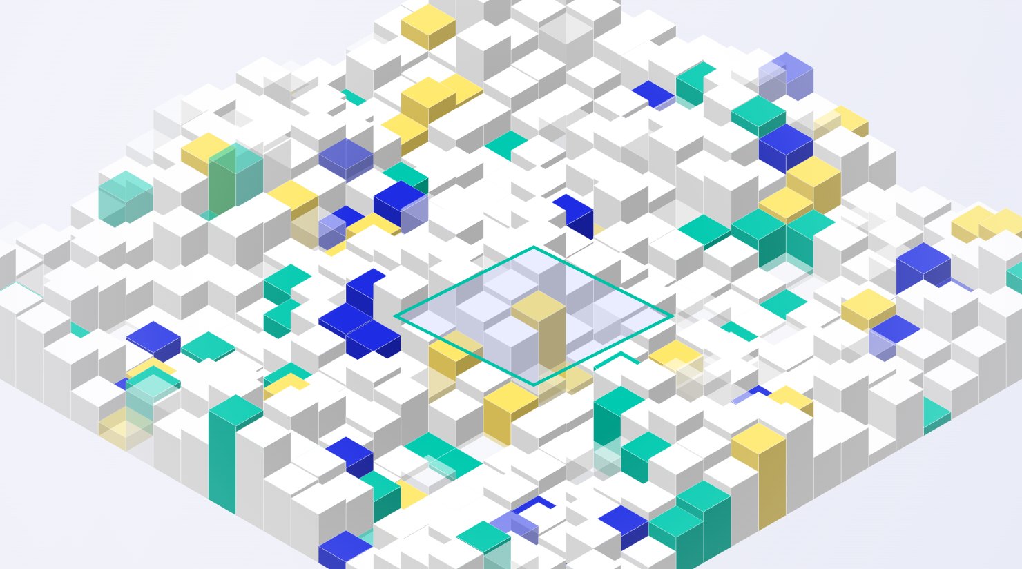 Abstract isometric render representing data pipelines and machine learning operations