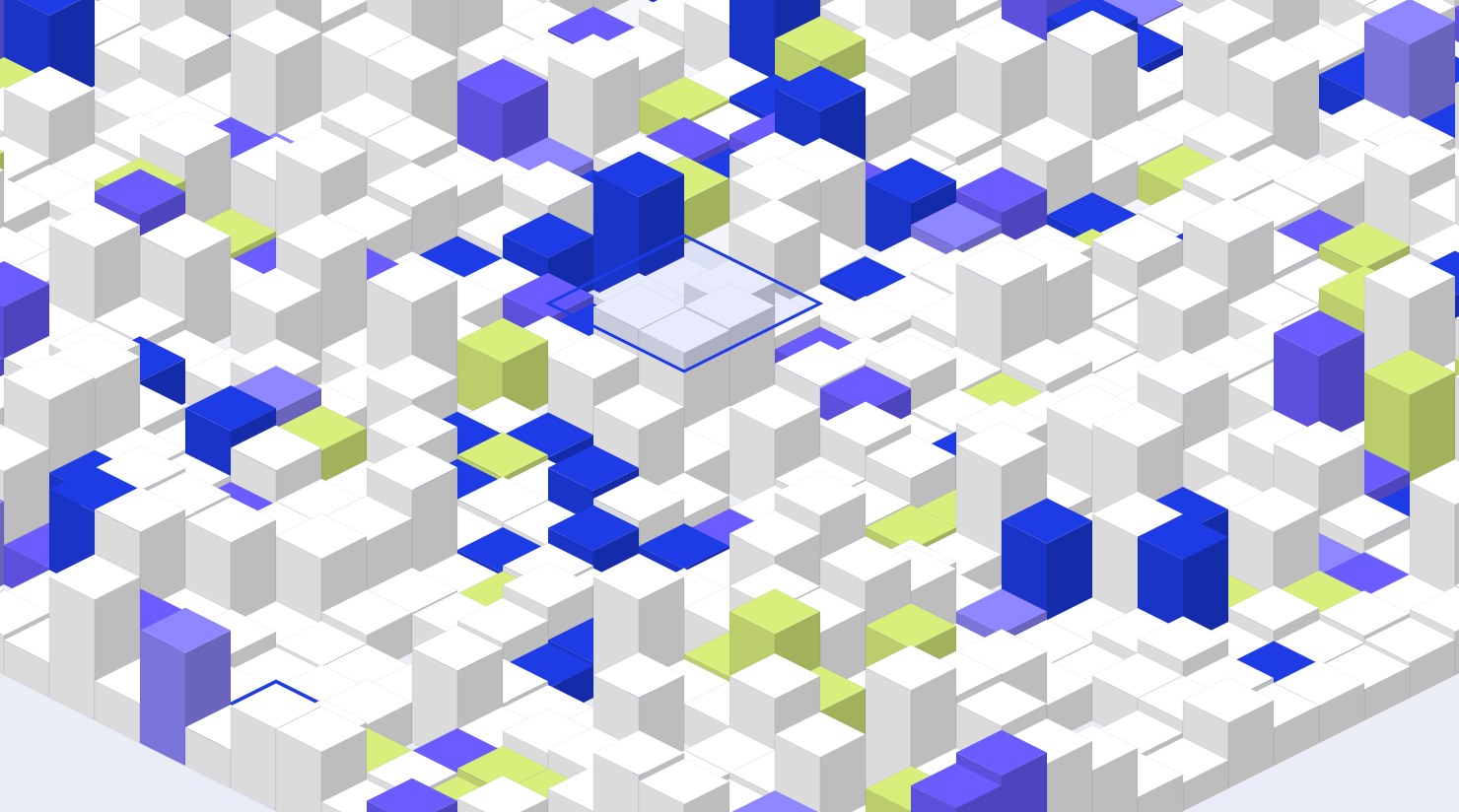 Abstract isometric render representing a distributed software team