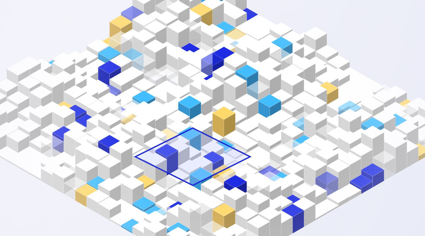 Abstract isometric render representing a knowledge base connected to a language model