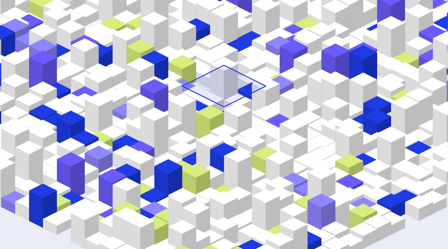 Abstract isometric render representing efficient software building blocks