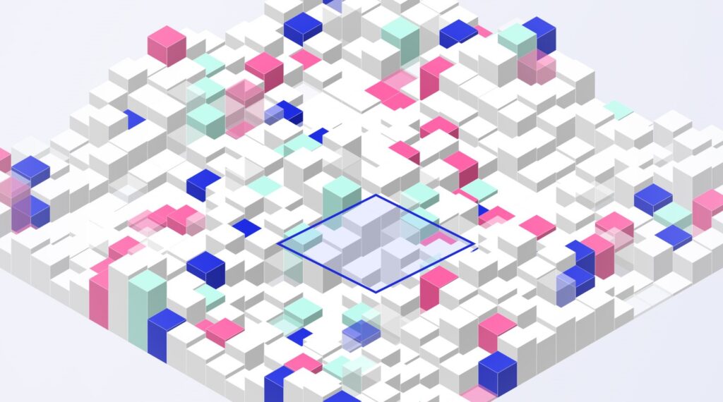 Abstract isometric render representing a focused AI proof of concept
