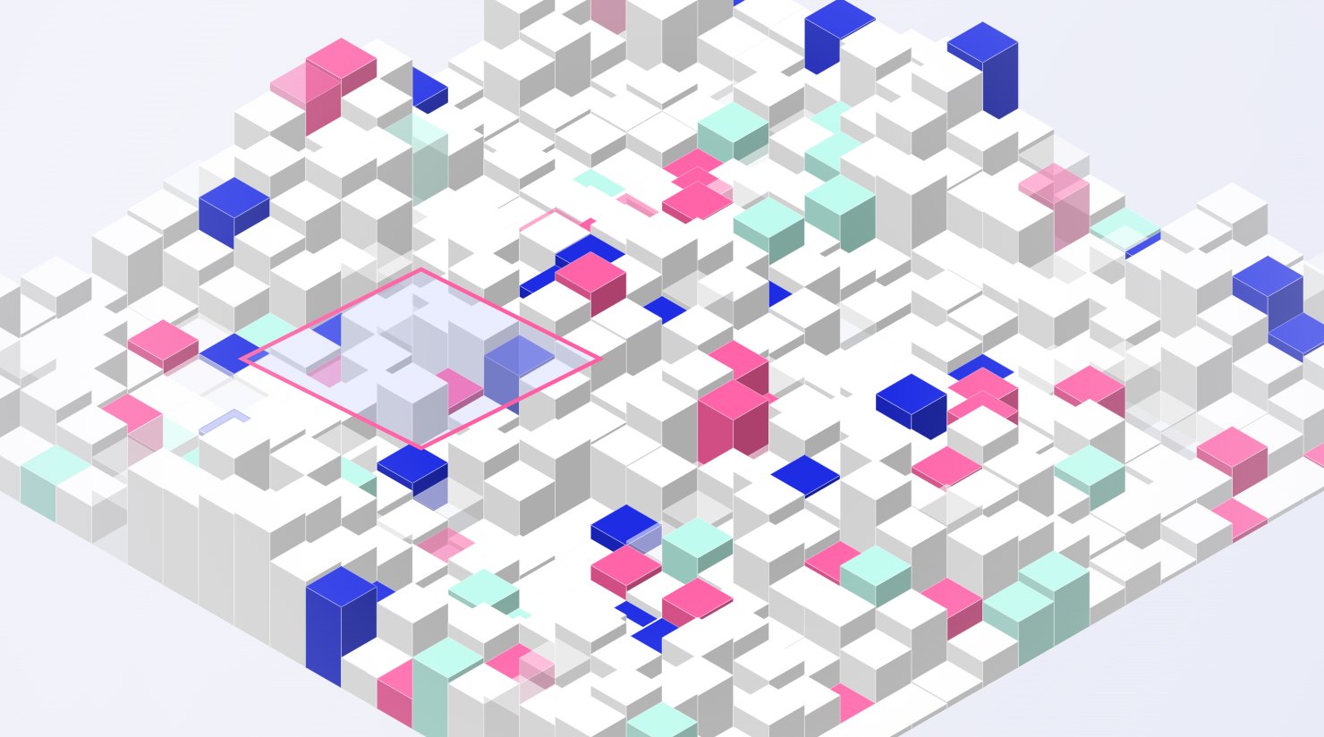 Abstract isometric render representing a focused AI proof of concept