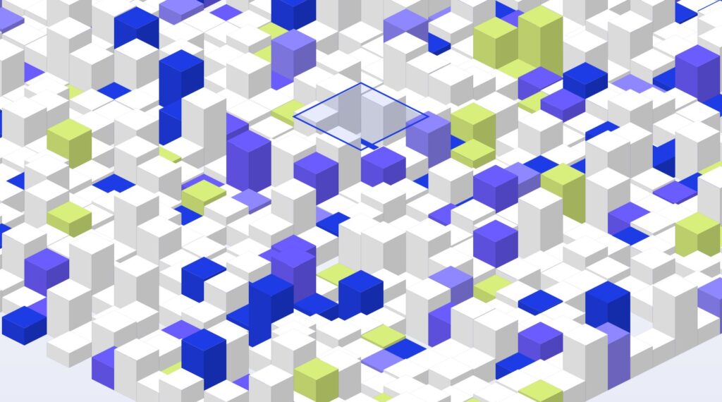 Abstract isometric render representing in-house and external teams combined