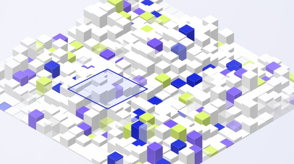 Abstract isometric render representing autonomous AI agents